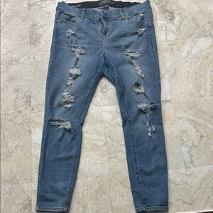 Torrid Distressed Skinny Jeans in Blue